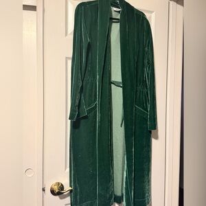 Emerald Green Velvet Long Duster